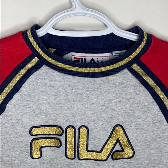 Fila Rafaella gold sparkle colorblock sweatshirt size M - Picture 4 of 10